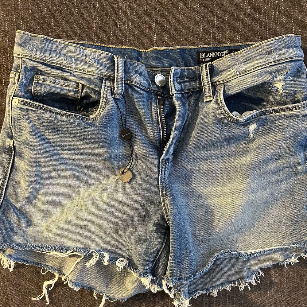 Blank NYC Blue Distressed Jean Shorts